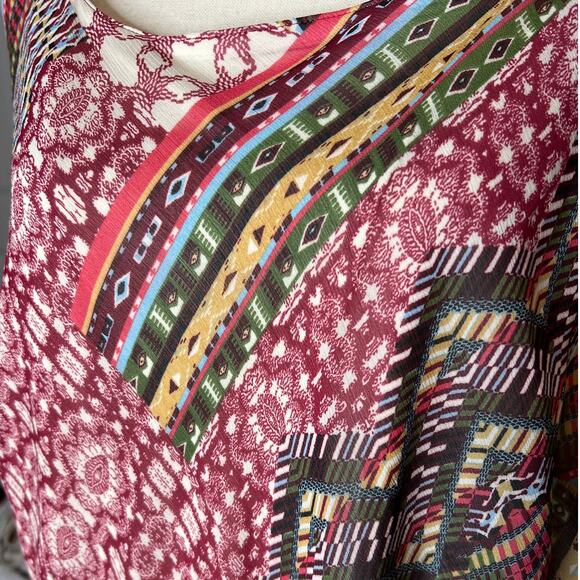 Jones Studio Women's Maxi Dress in Faux Patchwork Print in Pink Green Size 22W - Picture 2 of 8